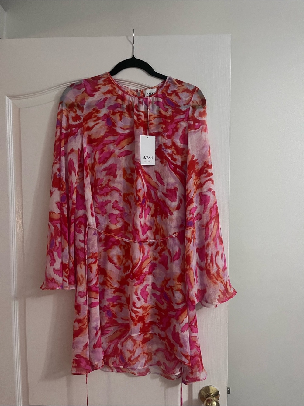 Misa Los Angeles Pink & Orange Floral Mini Dress